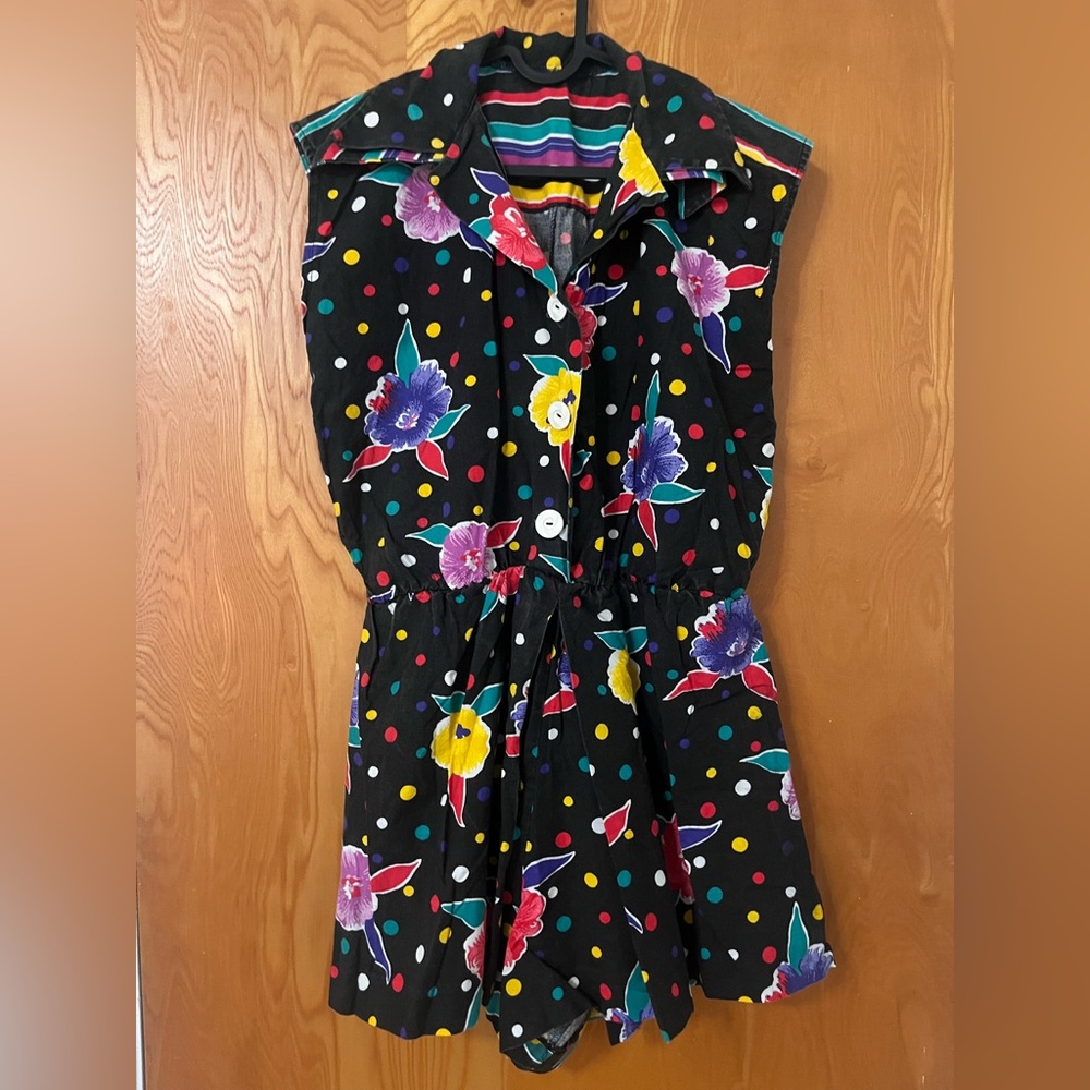 Floral Polka Dot Sleeveless Dress